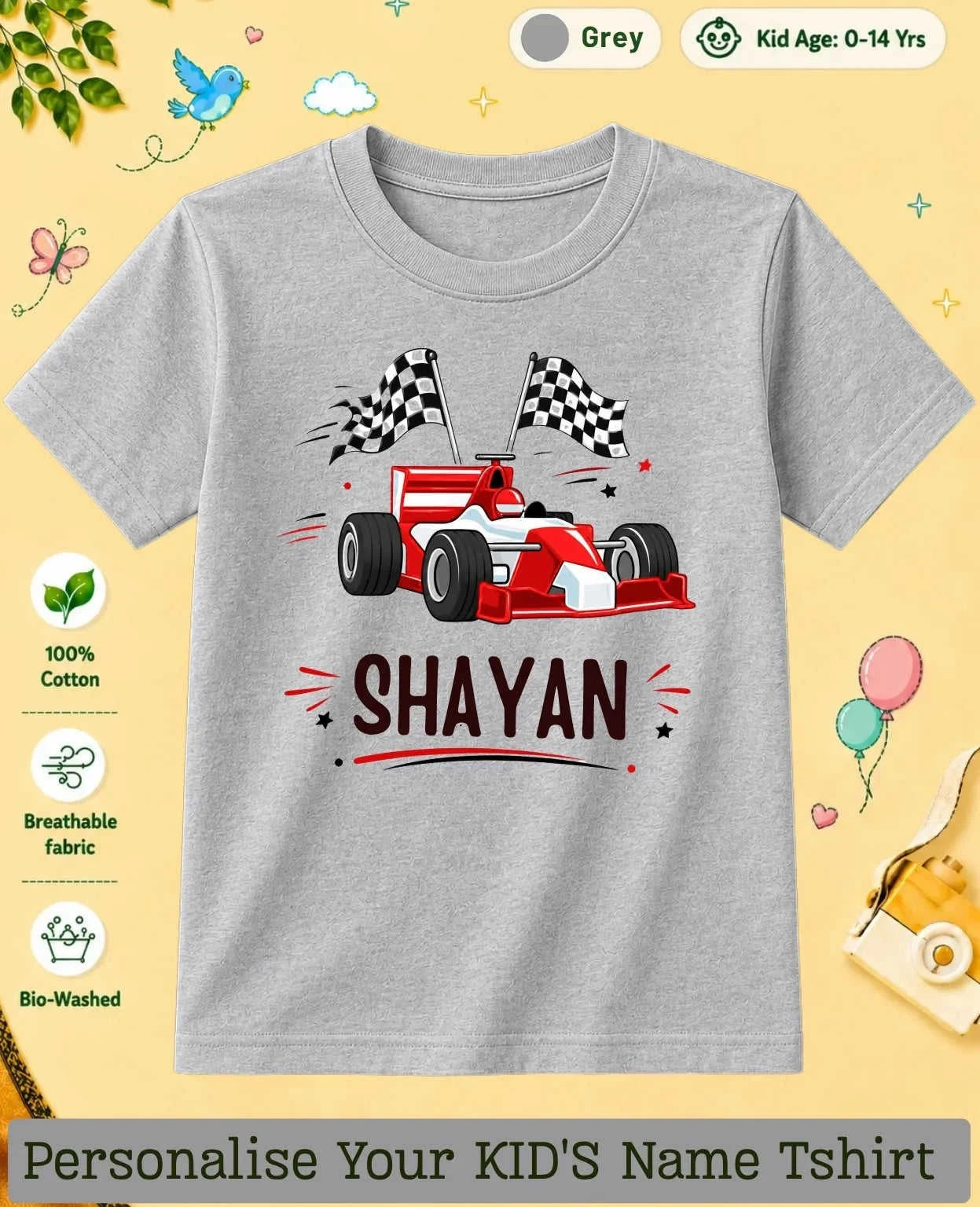 Little Speedster Custom Kid Cotton Tshirt Swiftsoul