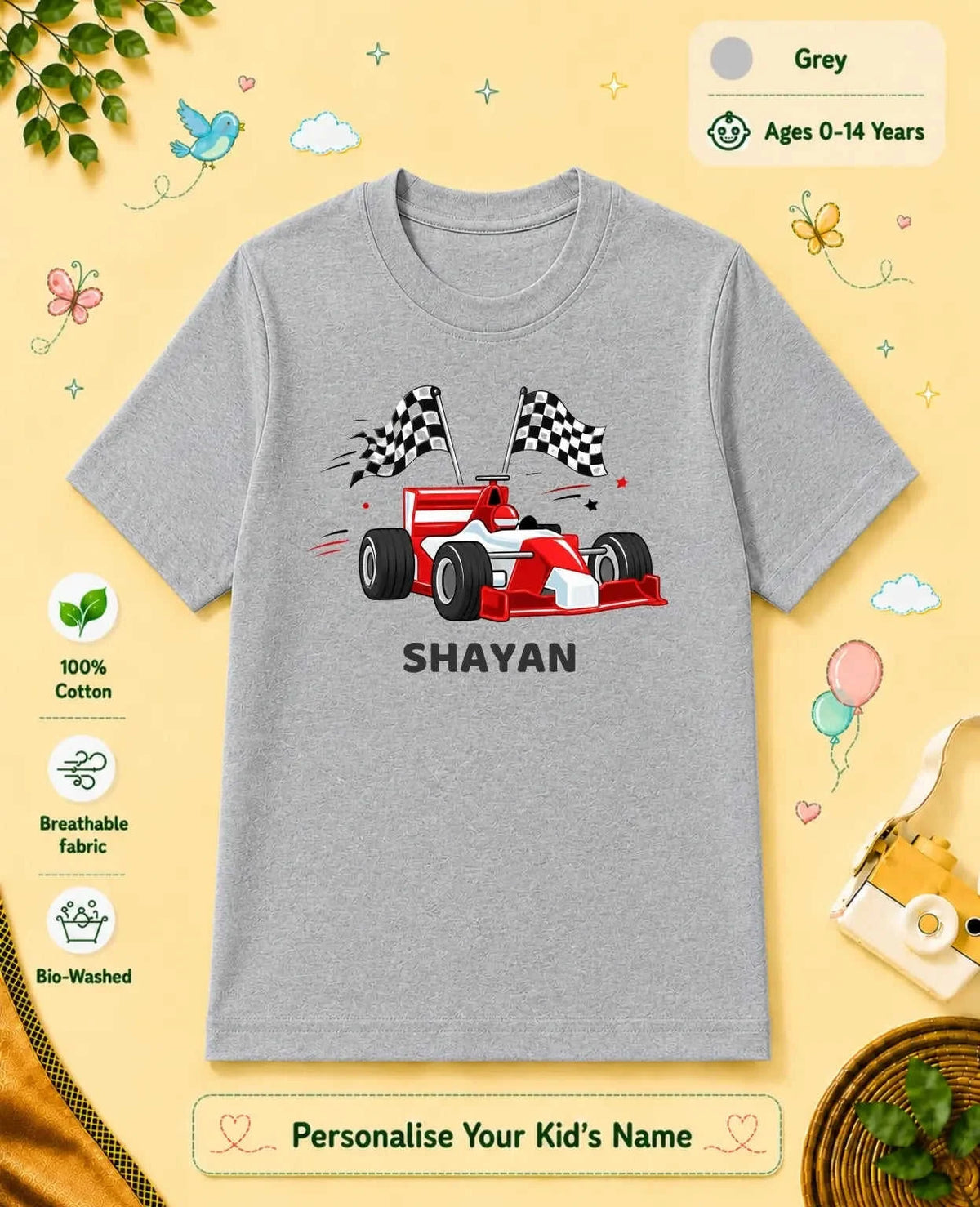 Little Speedster Custom Kid Cotton Tshirt Swiftsoul