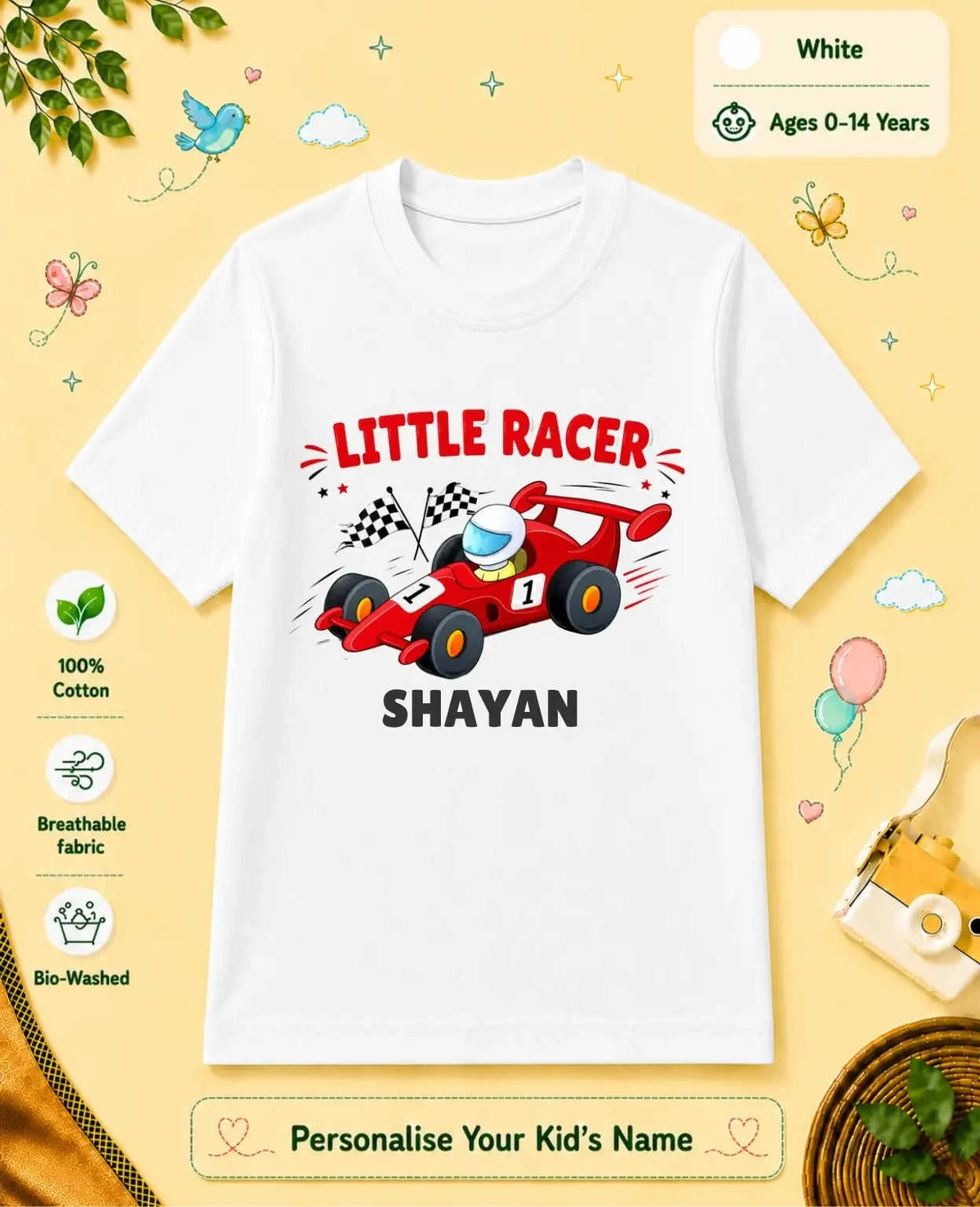 Little Speedster Custom Kid Cotton Tshirt Swiftsoul