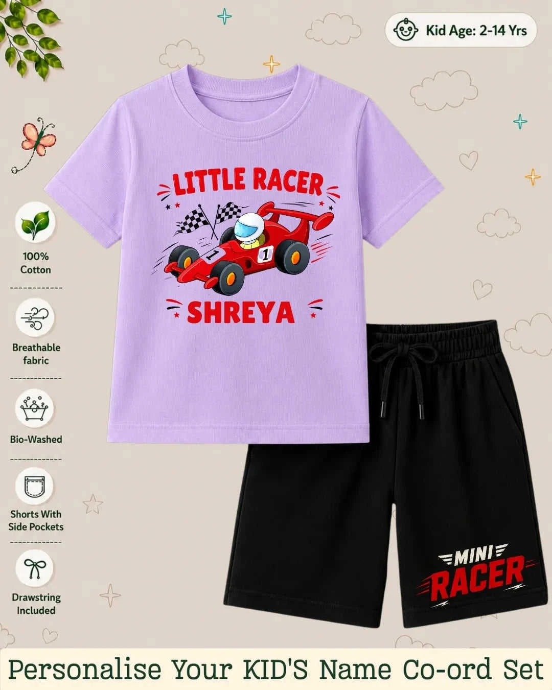 Little Speedster Custom Kid's Co-ord Set Swiftsoul