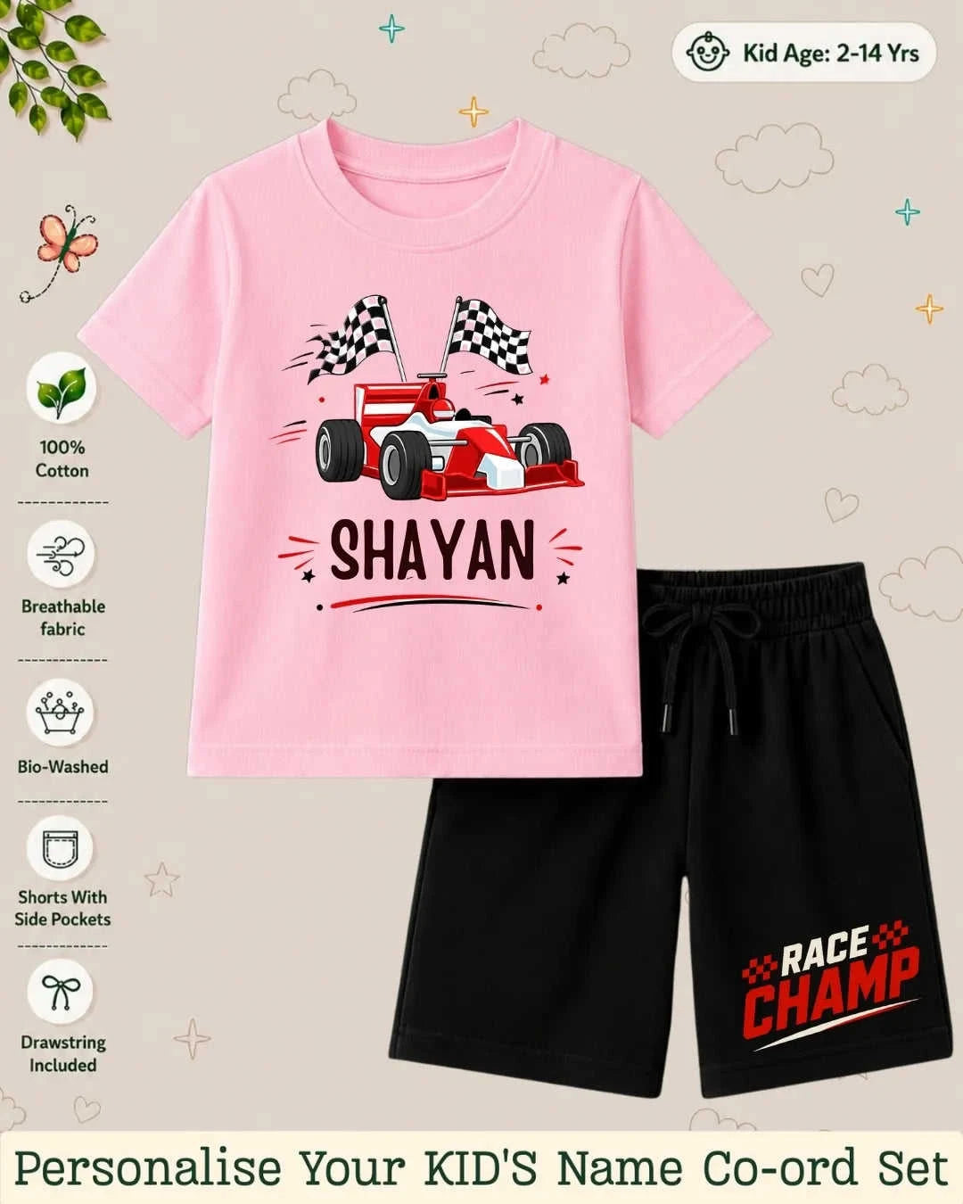 Little Speedster Custom Kid's Co-ord Set Swiftsoul