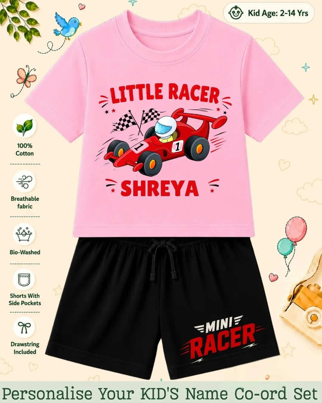 Little Speedster Custom Kid's Co-ord Set Swiftsoul