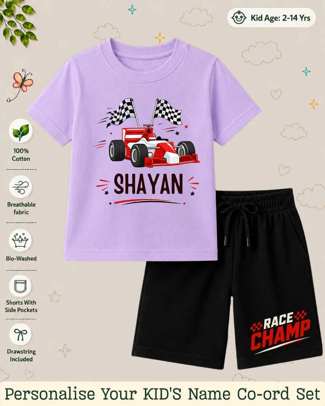 Little Speedster Custom Kid's Co-ord Set Swiftsoul