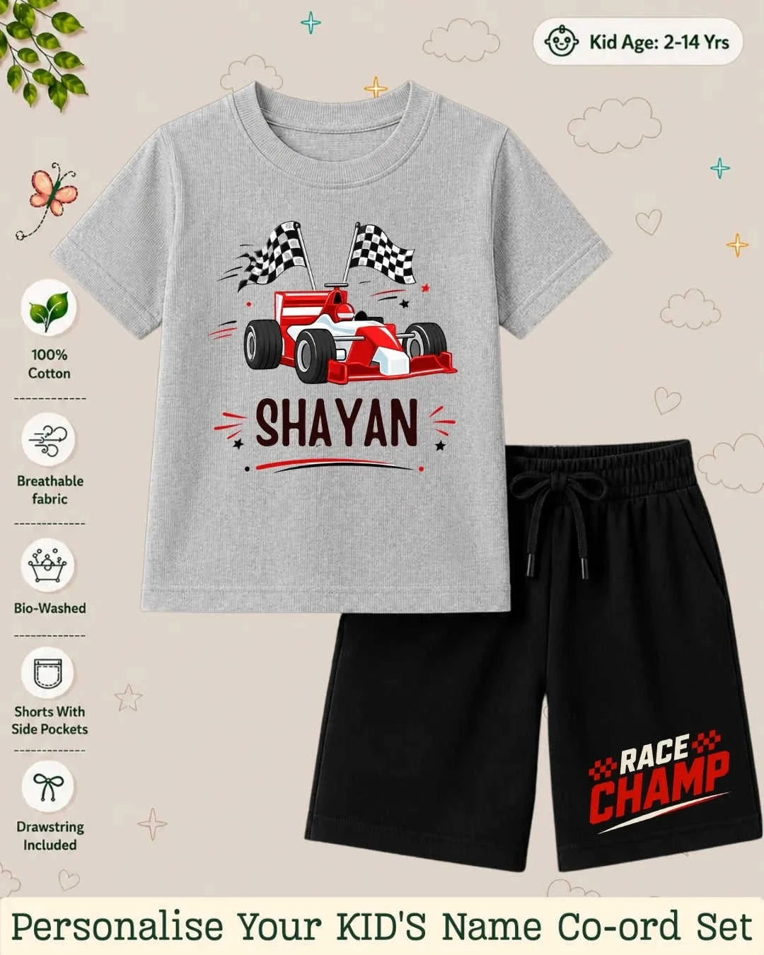 Little Speedster Custom Kid's Co-ord Set Swiftsoul