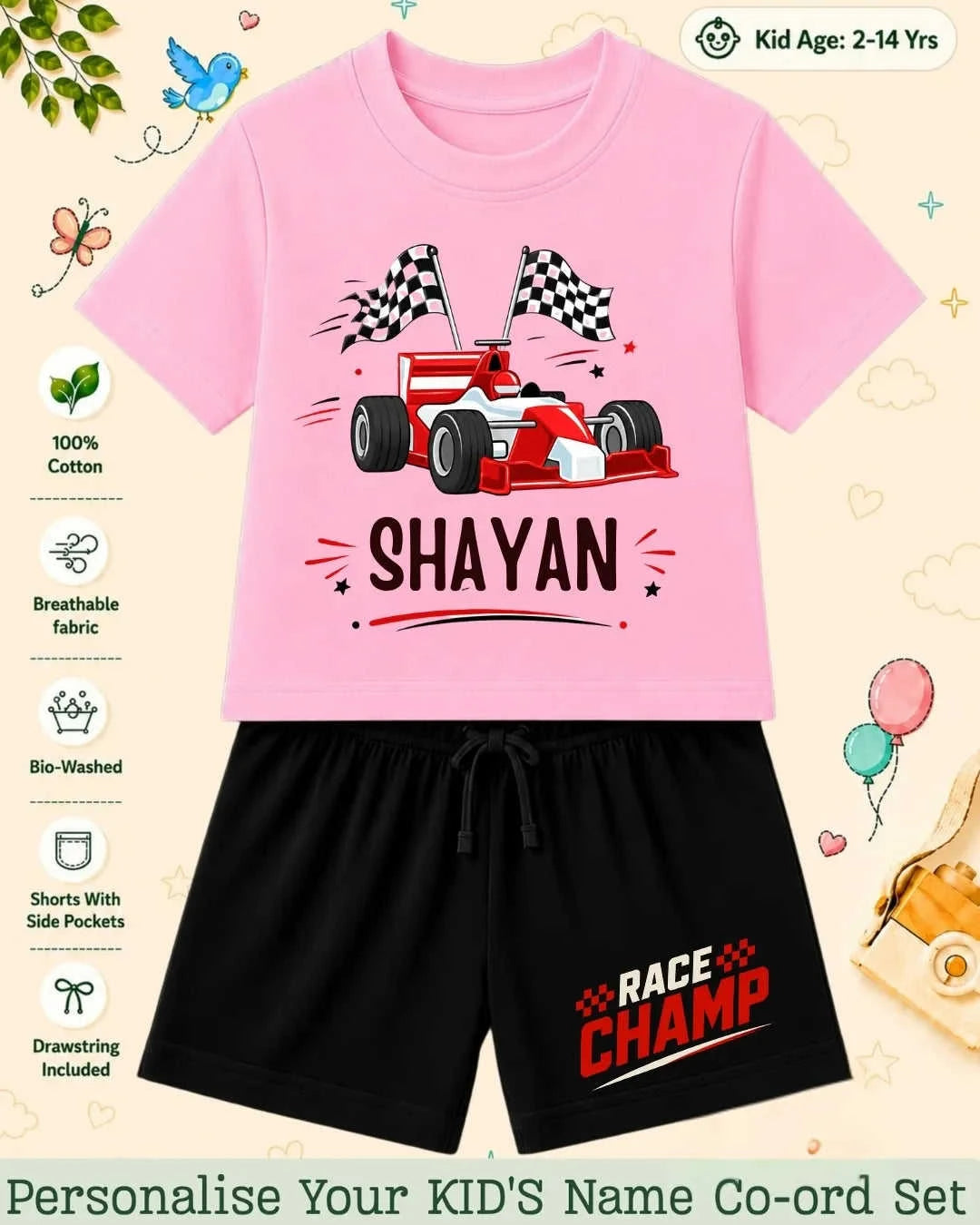 Little Speedster Custom Kid's Co-ord Set Swiftsoul