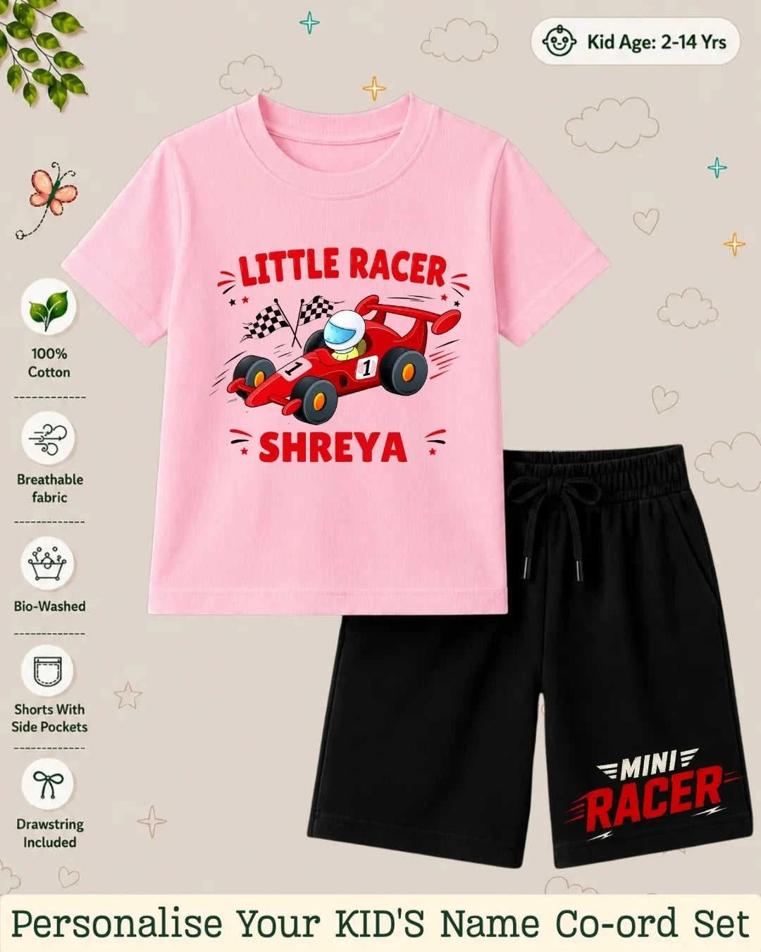 Little Speedster Custom Kid's Co-ord Set Swiftsoul