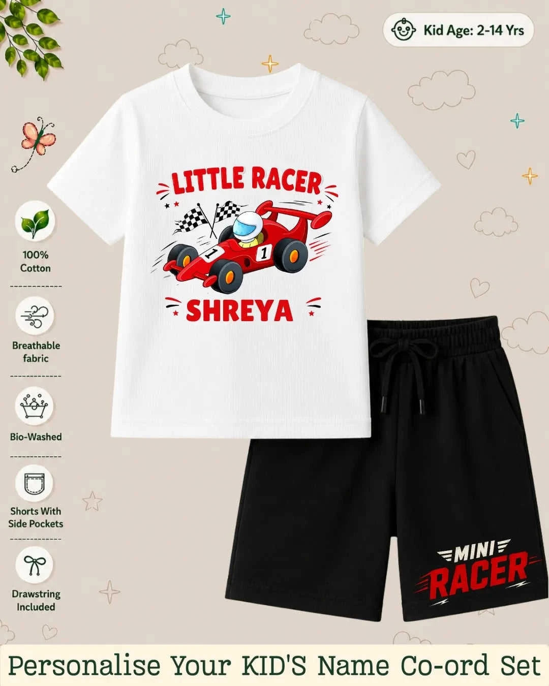 Little Speedster Custom Kid's Co-ord Set Swiftsoul