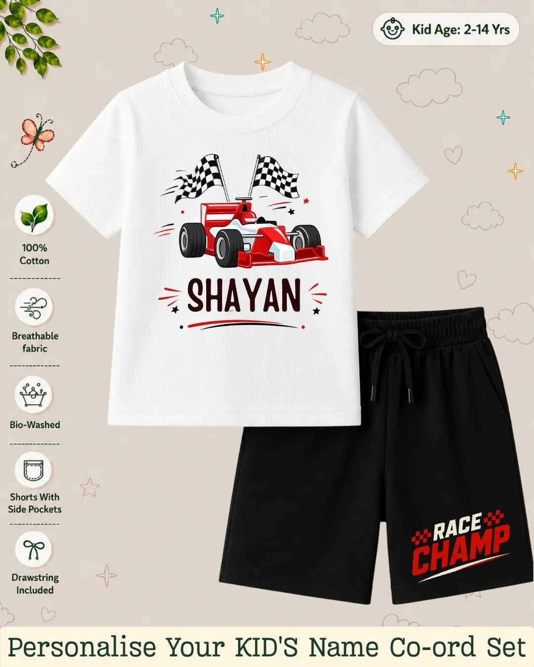 Little Speedster Custom Kid's Co-ord Set Swiftsoul