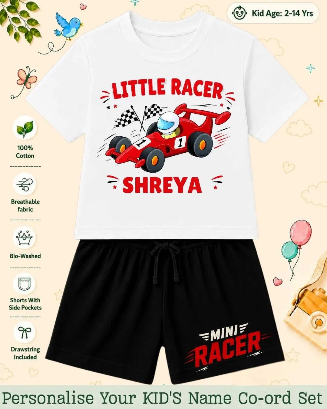 Little Speedster Custom Kid's Co-ord Set Swiftsoul