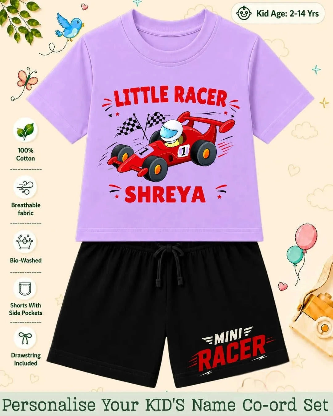 Little Speedster Custom Kid's Co-ord Set Swiftsoul