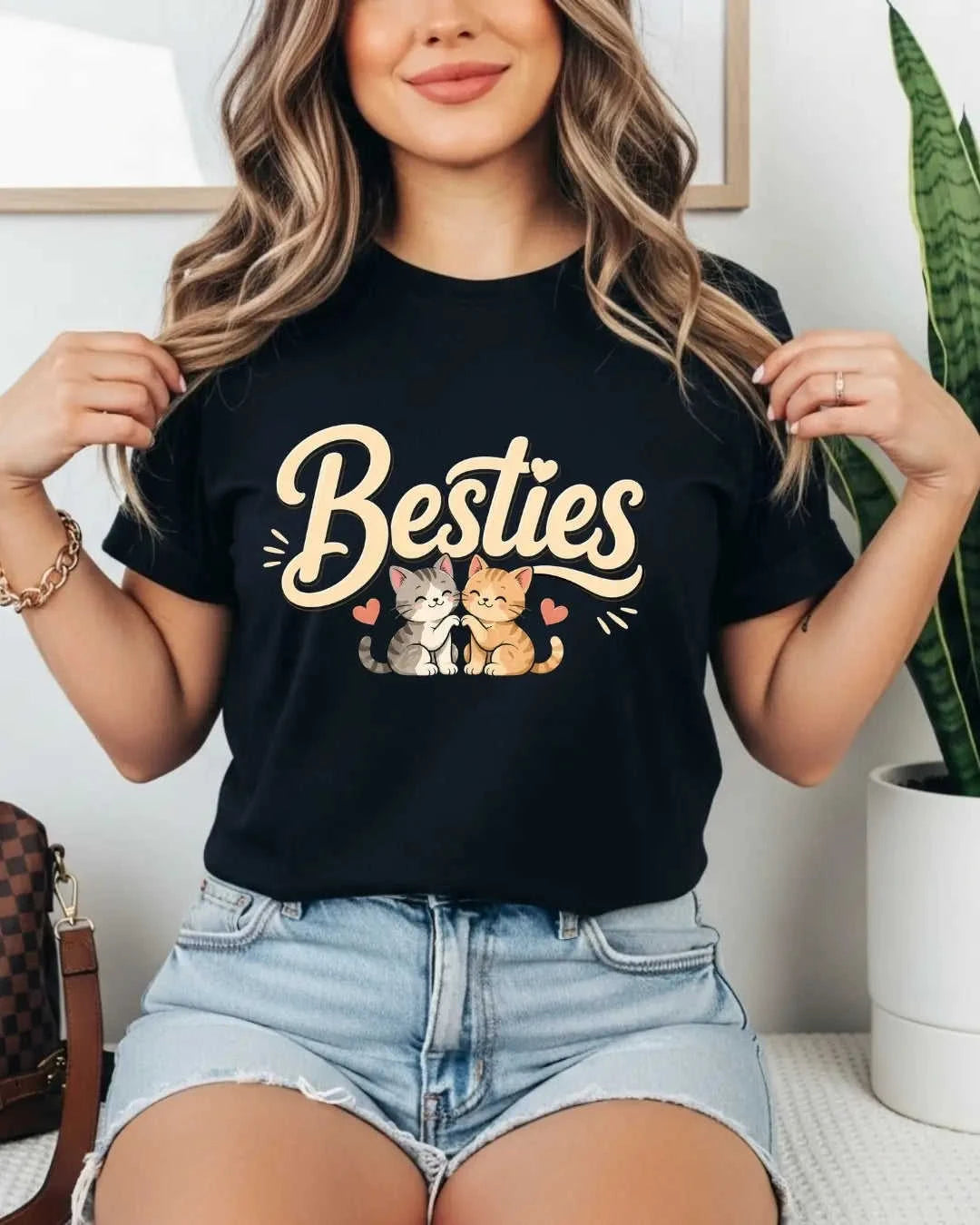 Meow Besties Cotton Tshirt Swiftsoul
