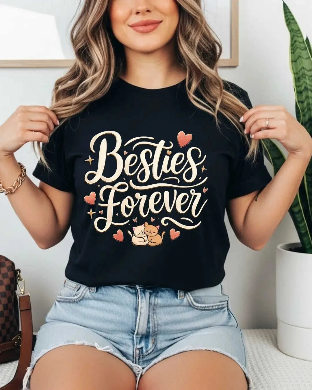 Meow Besties Cotton Tshirt Swiftsoul
