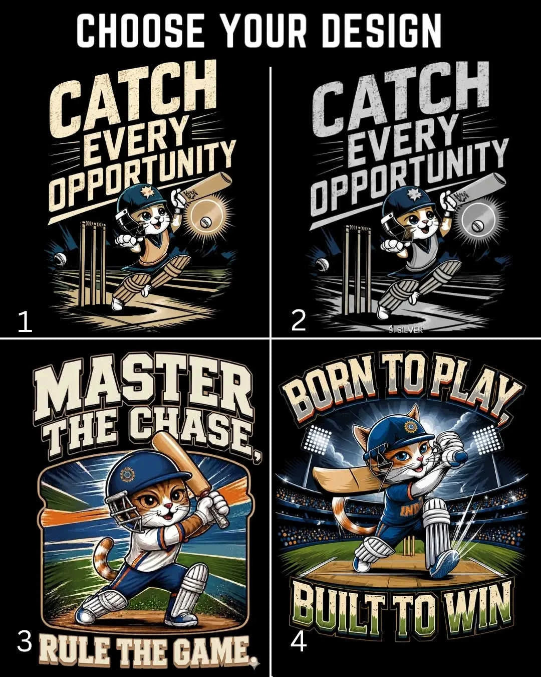 Meow Cricket Champion Cotton Tee Swiftsoul