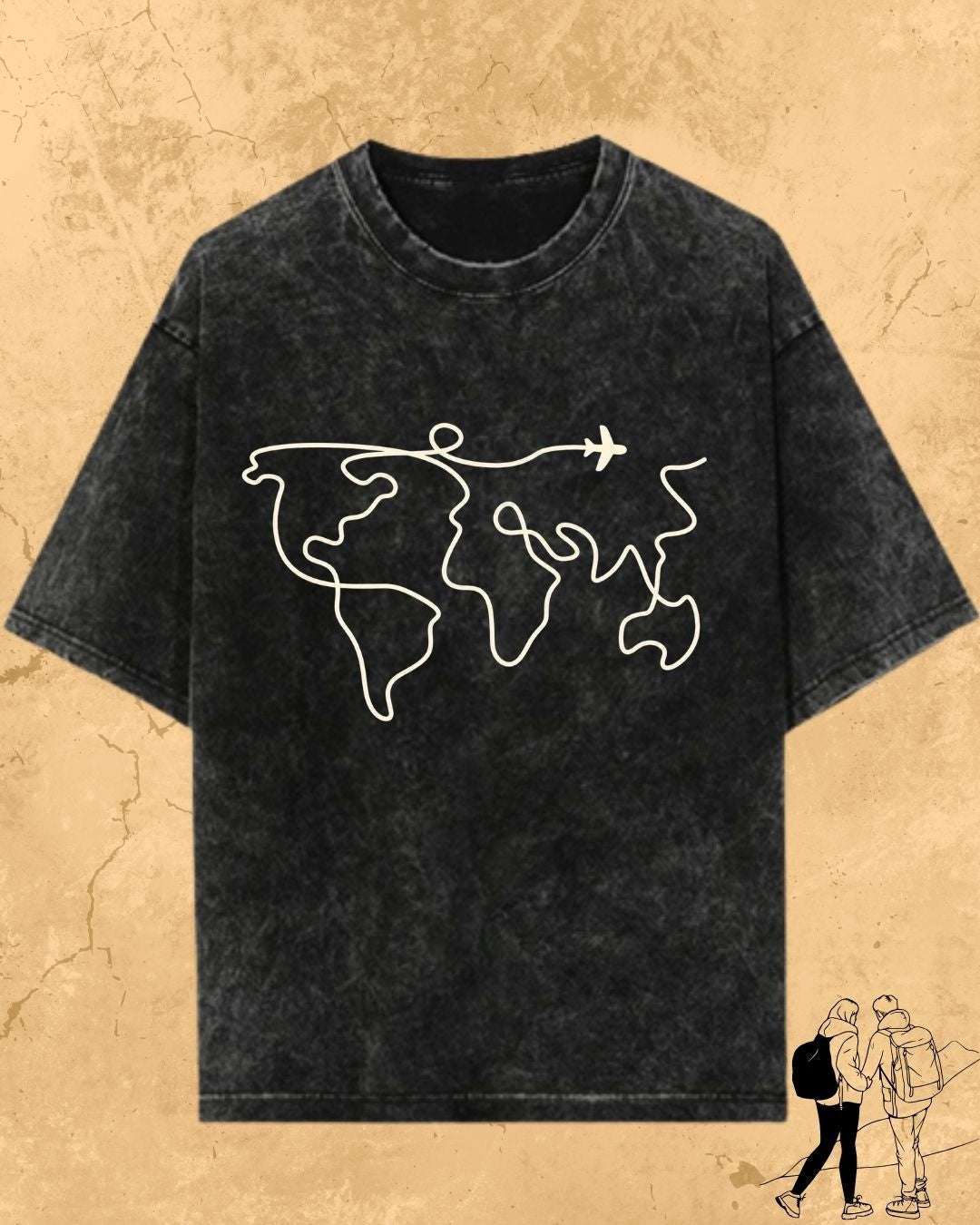 Minimalist Wanderline Travel Cotton Tshirt Billien LLC 