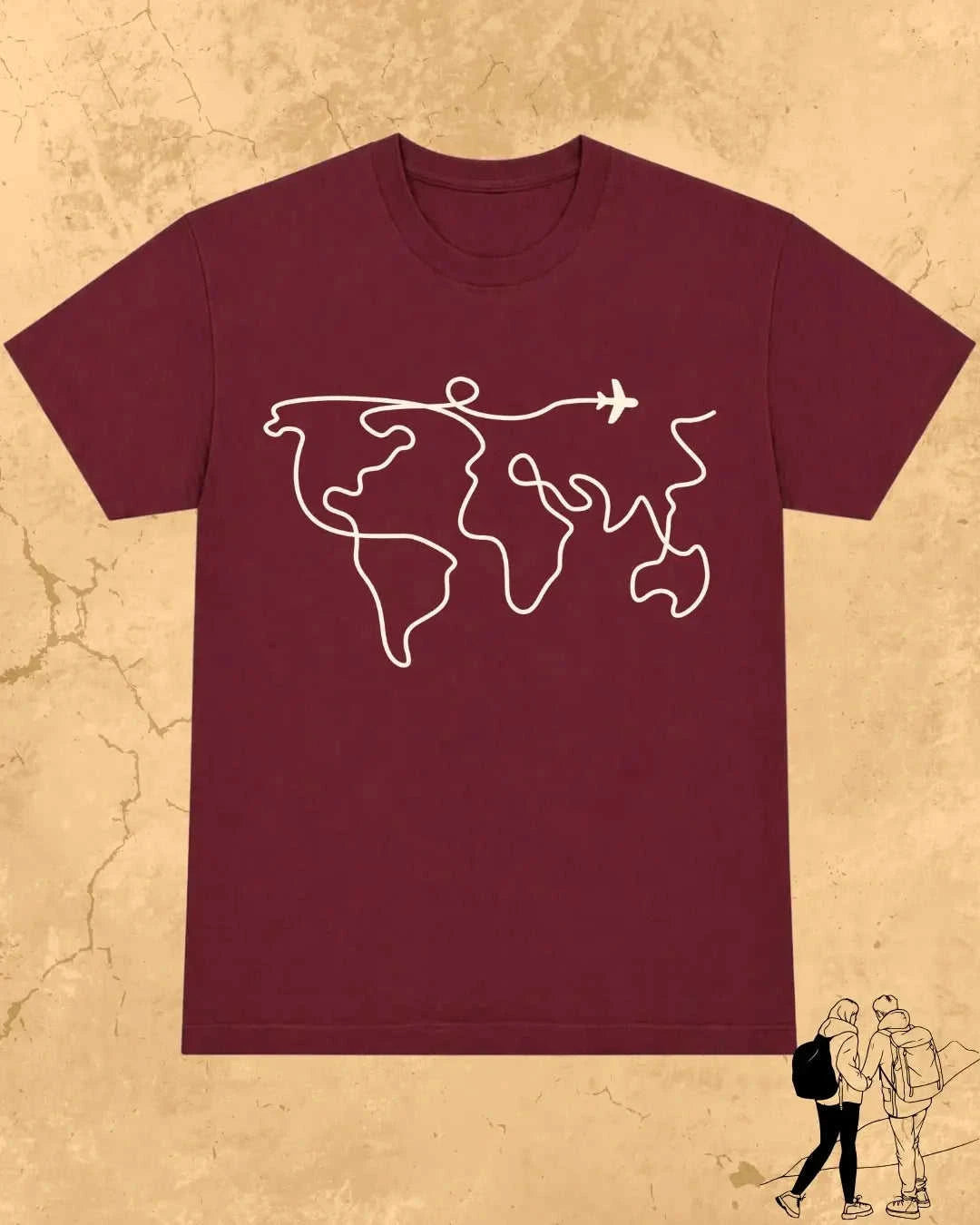 Minimalist Wanderline Travel Cotton Tshirt Swiftsoul