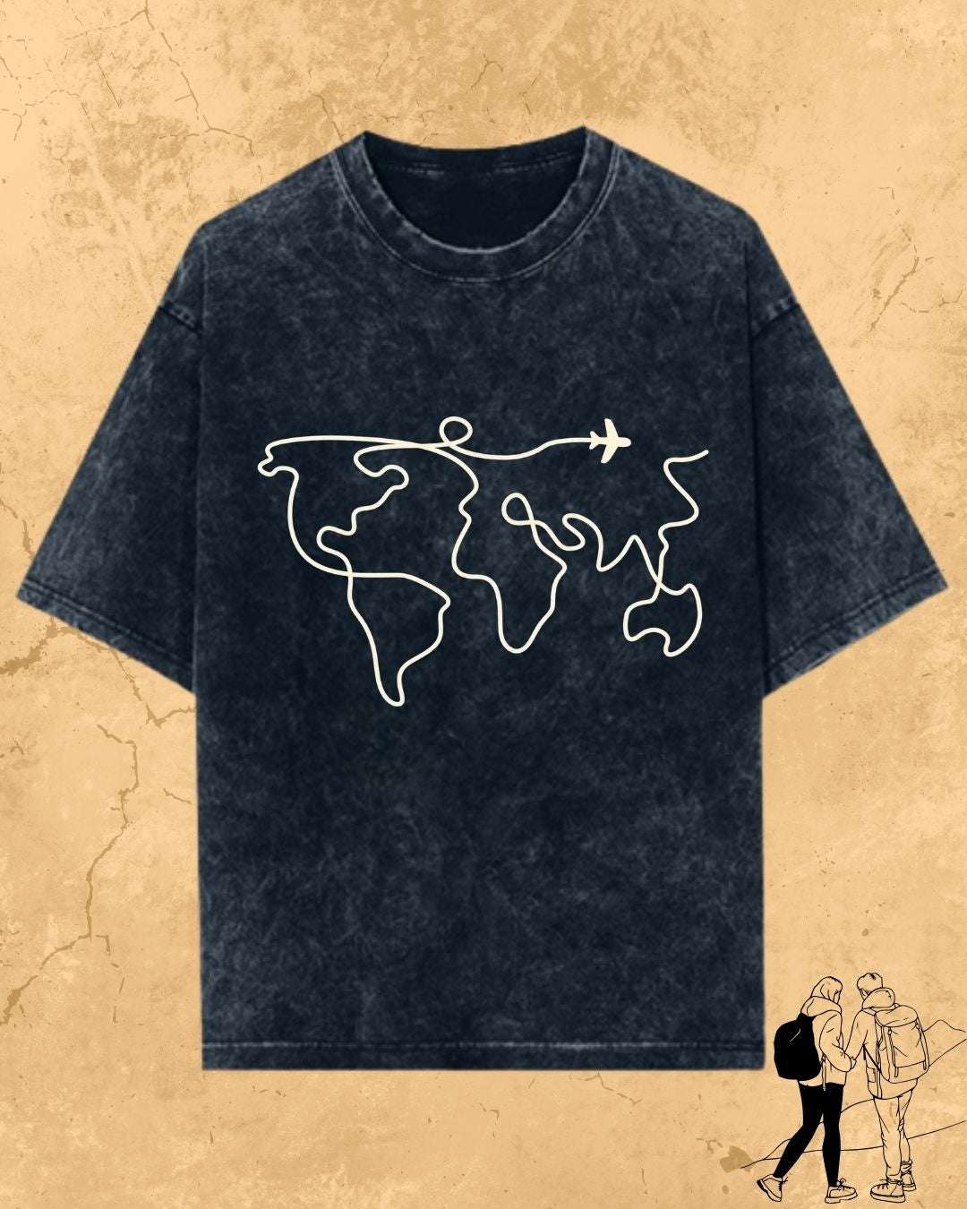 Minimalist Wanderline Travel Cotton Tshirt Swiftsoul 