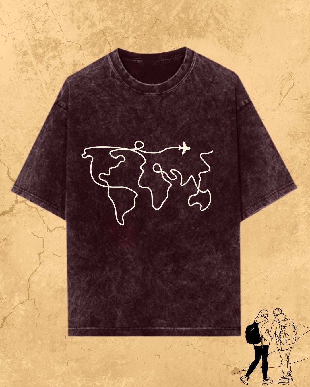 Minimalist Wanderline Travel Cotton Tshirt Swiftsoul 