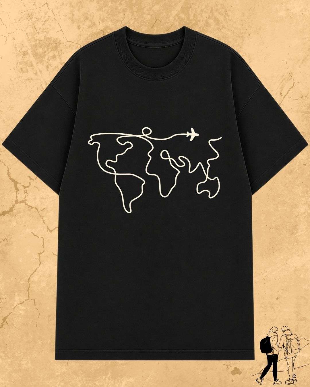 Minimalist Wanderline Travel Cotton Tshirt Swiftsoul 