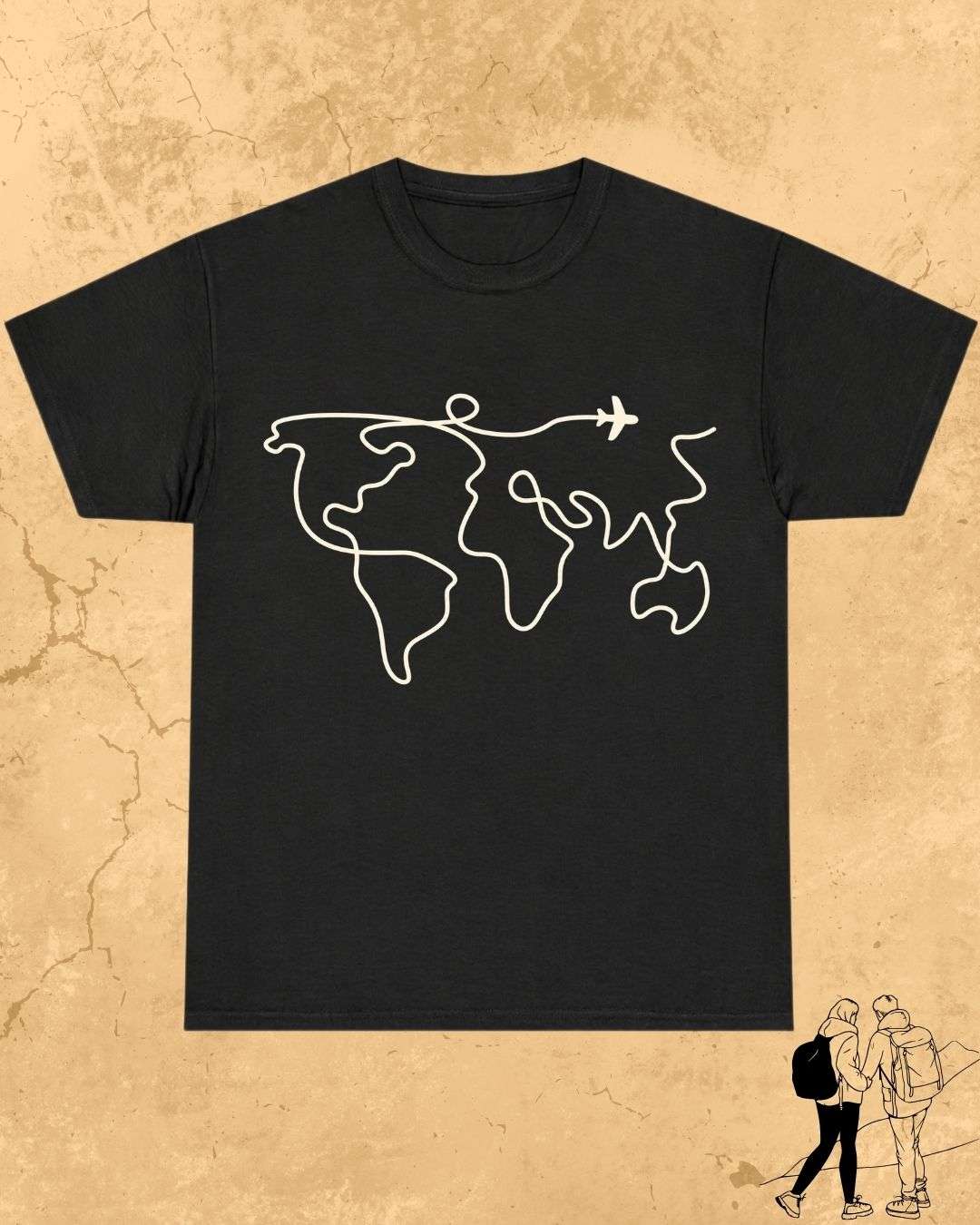 Minimalist Wanderline Travel Cotton Tshirt Swiftsoul 