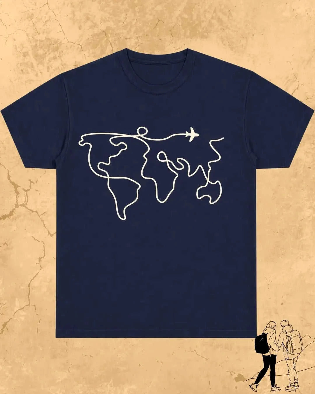 Minimalist Wanderline Travel Cotton Tshirt Swiftsoul