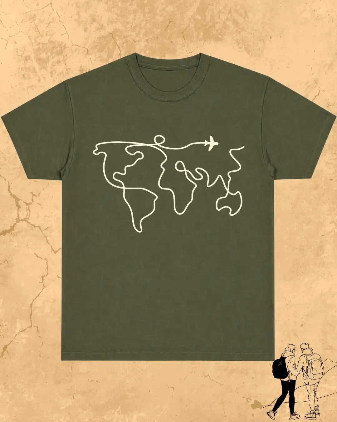 Minimalist Wanderline Travel Cotton Tshirt Swiftsoul