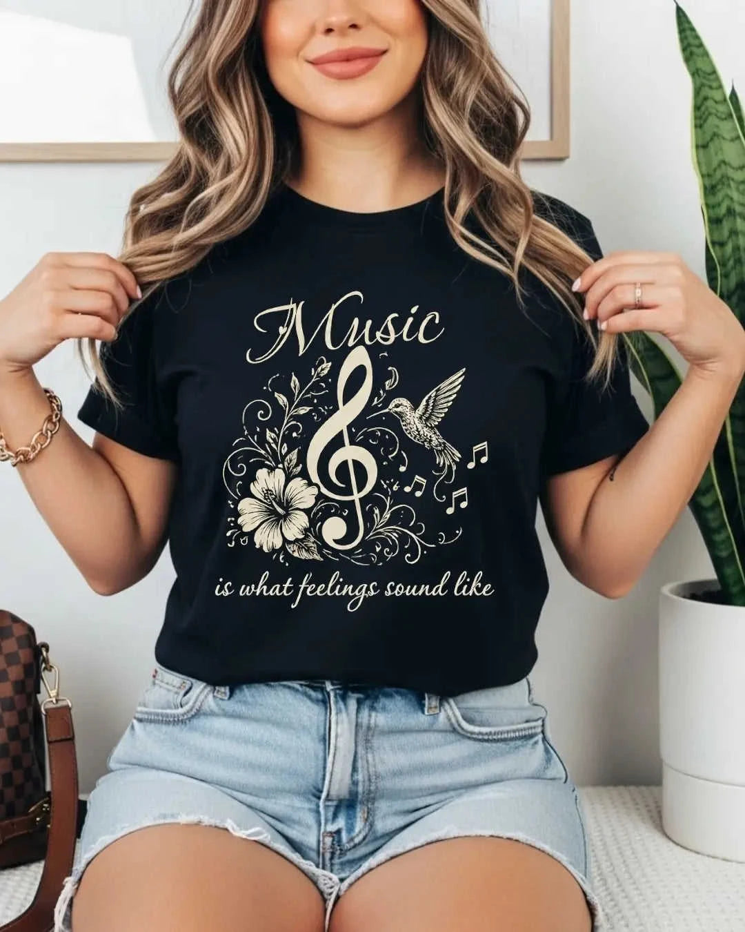 Music Is What Feelings Sound Like Cotton Tshirt Swiftsoul