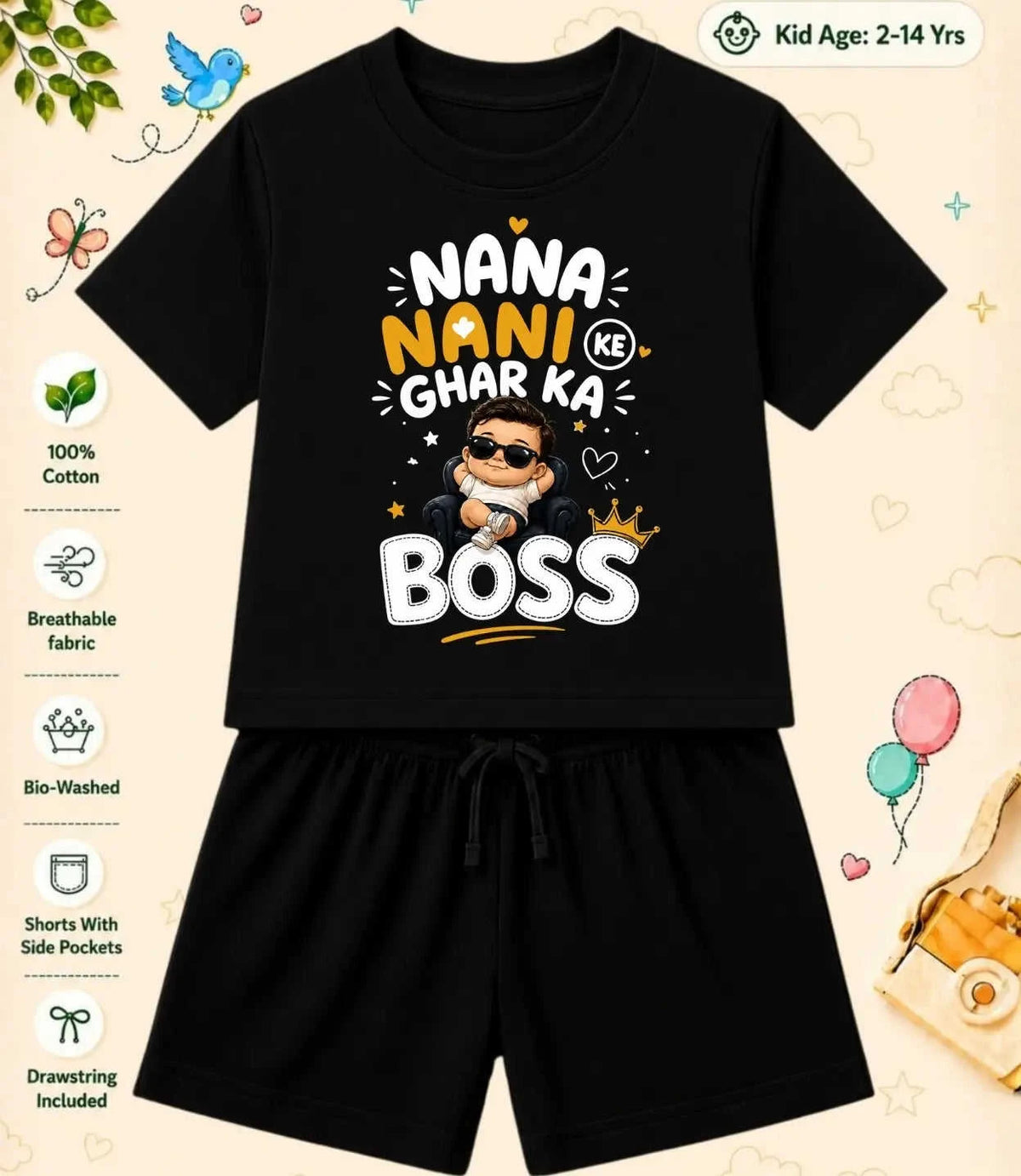 Nana & Nani's Cute Kid  Co-ord Set Swiftsoul