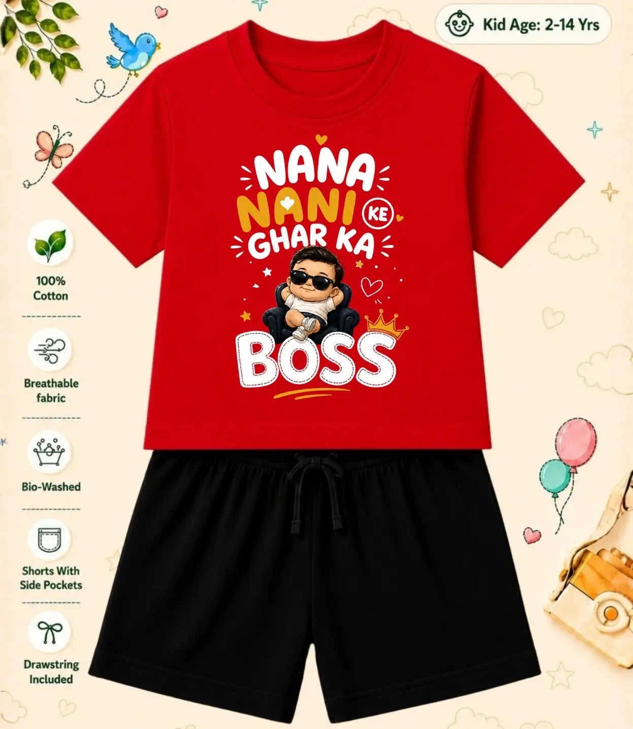 Nana & Nani's Cute Kid  Co-ord Set Swiftsoul