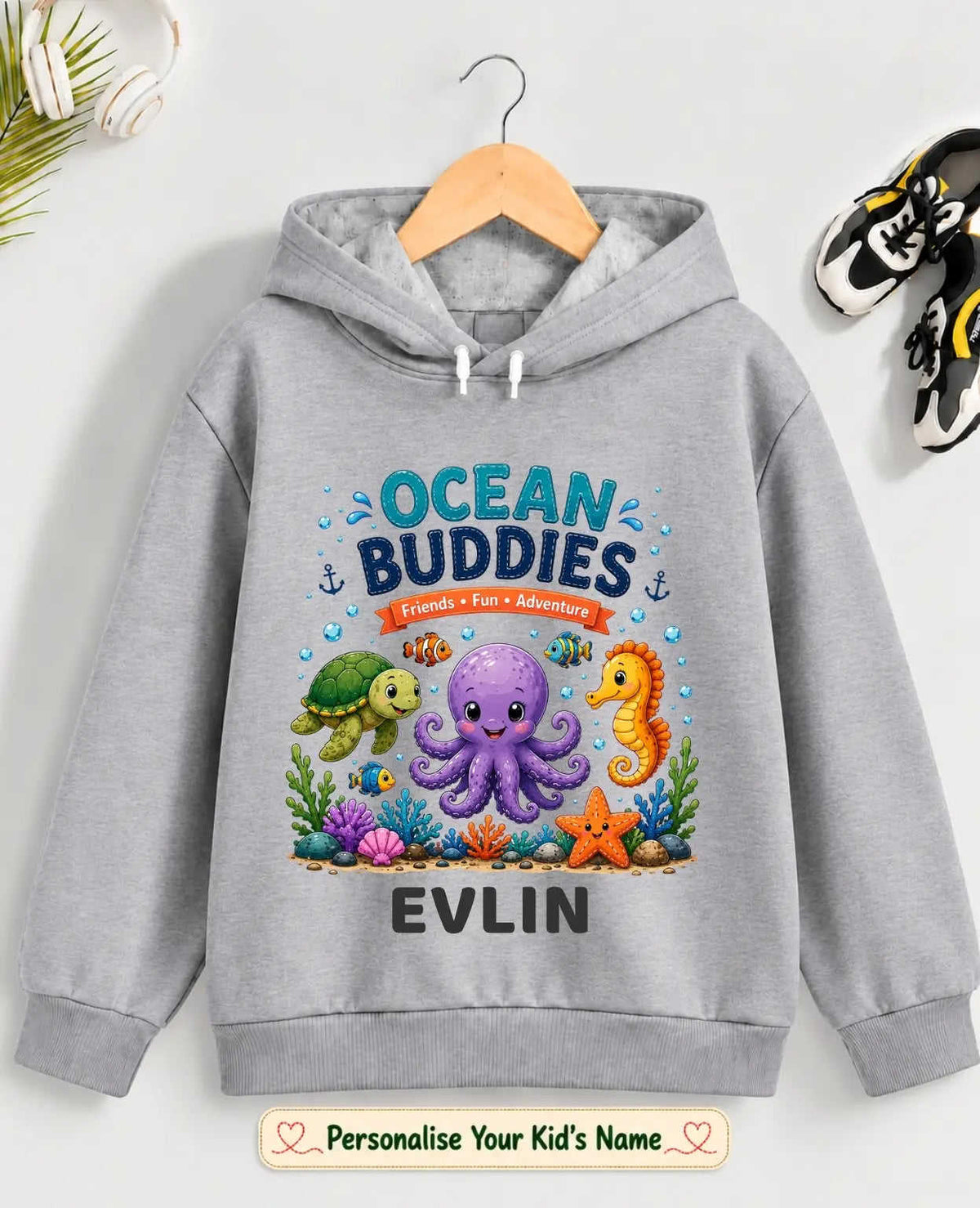 Ocean Theme Kid Cotton Tshirt & Hoodie Swiftsoul
