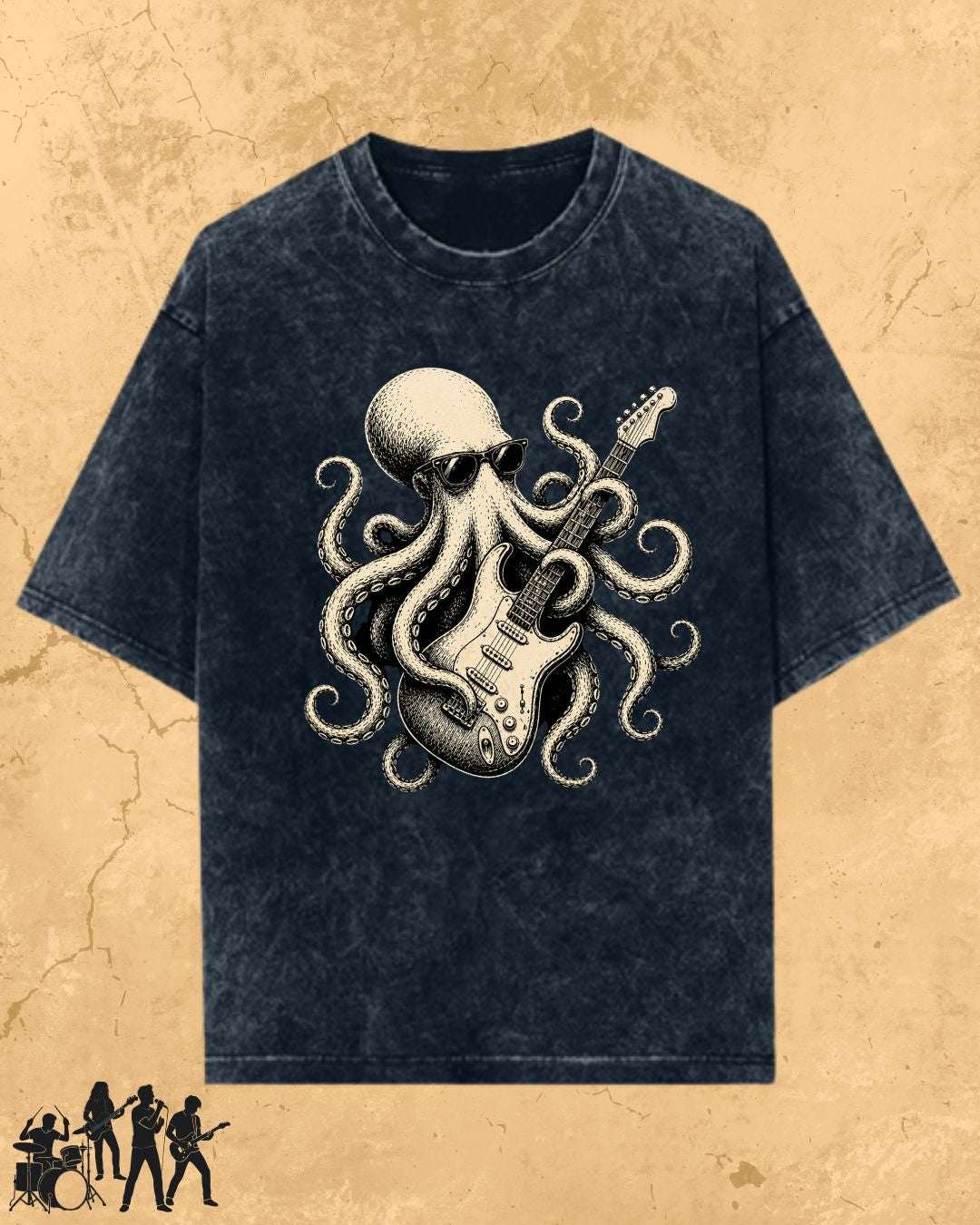 Octopus Guitar Rock Cotton Tshirt Billien LLC 