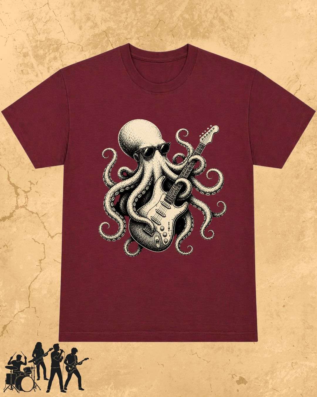 Octopus Guitar Rock Cotton Tshirt Billien LLC 
