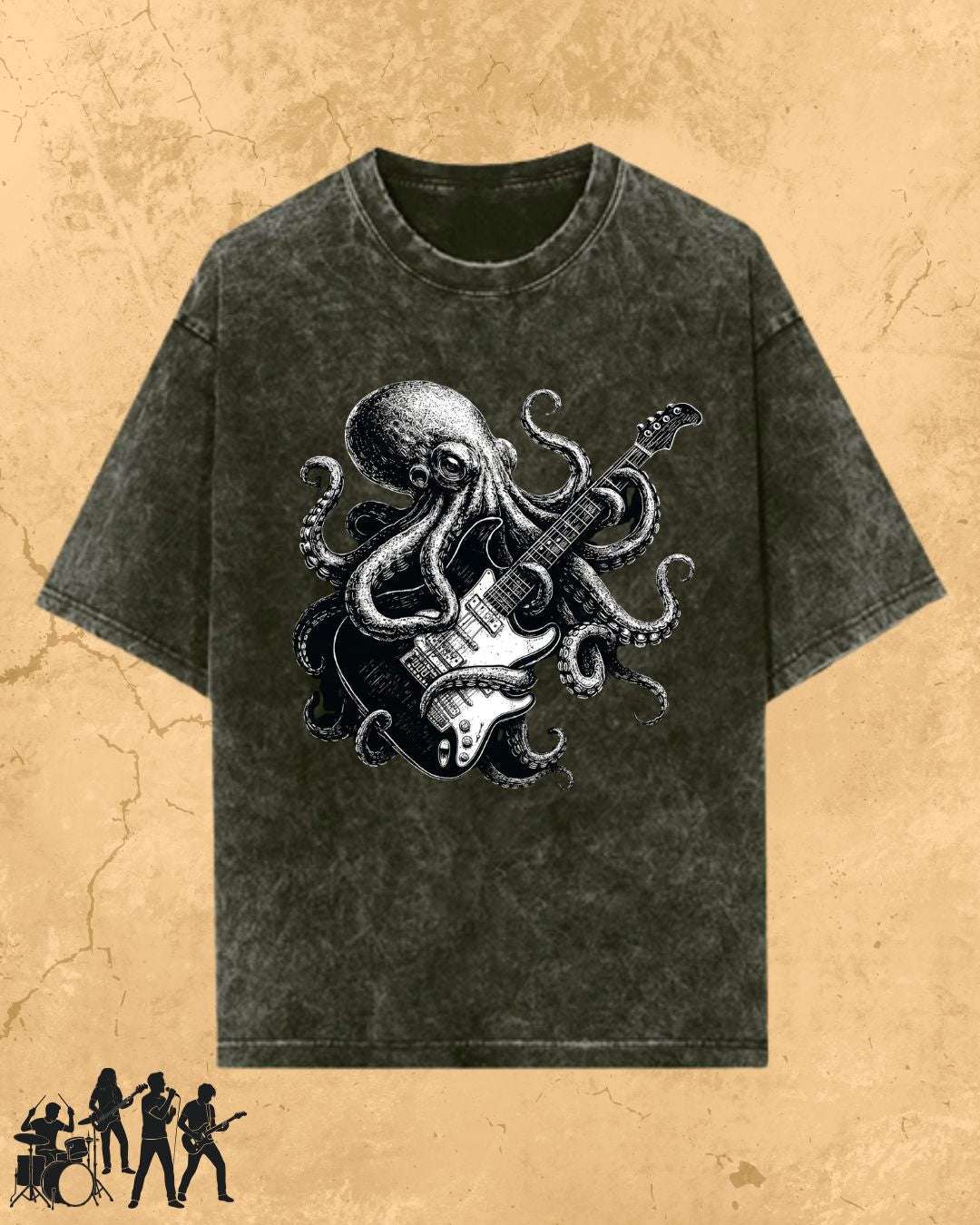 Octopus Guitar Rock Cotton Tshirt Billien LLC 