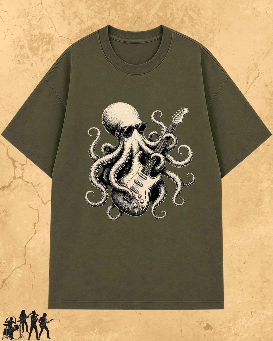 Octopus Guitar Rock Cotton Tshirt Billien LLC 
