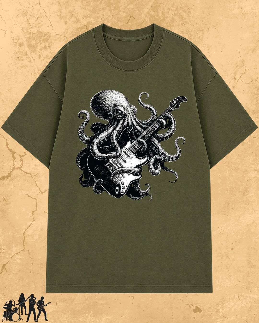 Octopus Guitar Rock Cotton Tshirt Billien LLC 