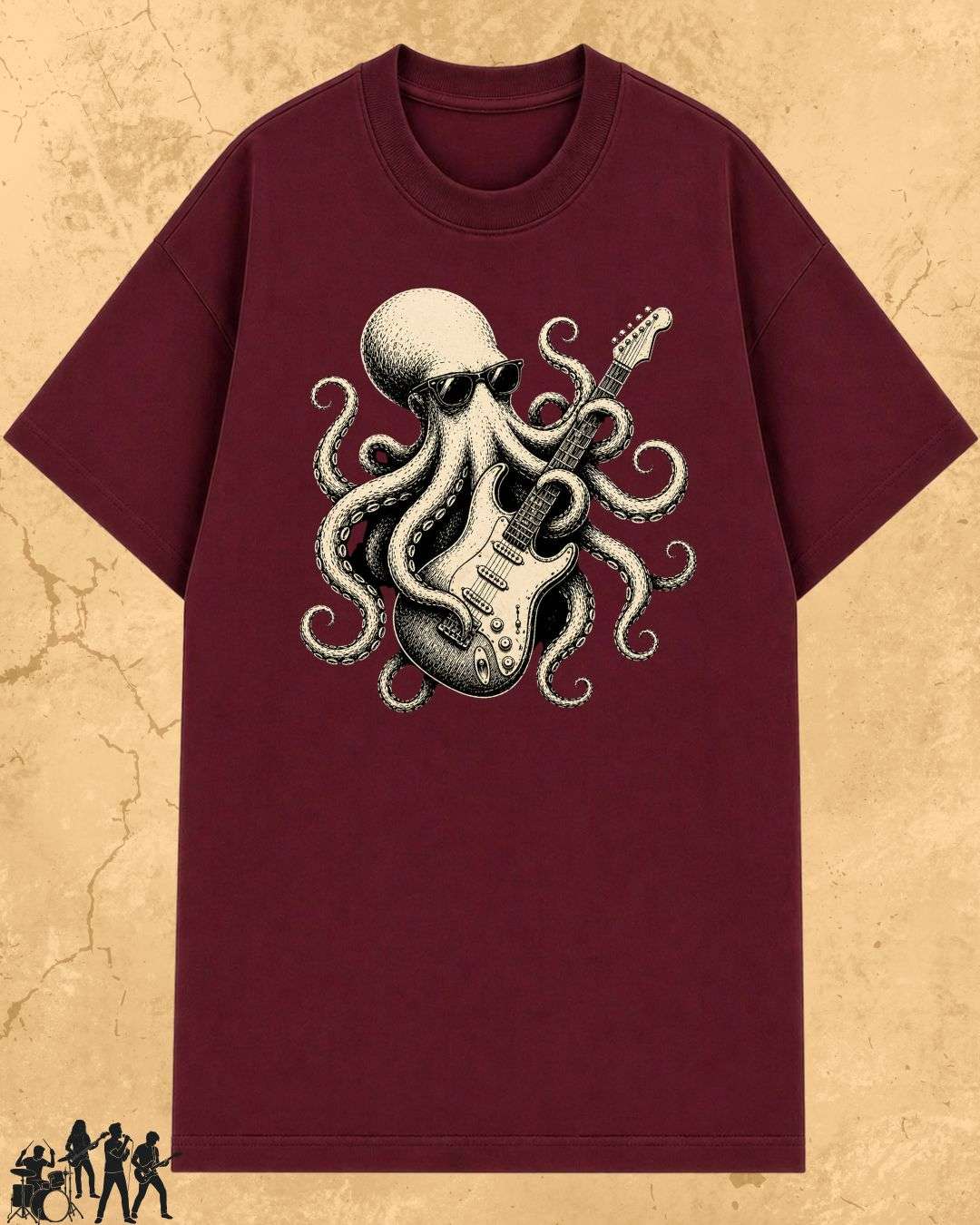 Octopus Guitar Rock Cotton Tshirt Billien LLC 