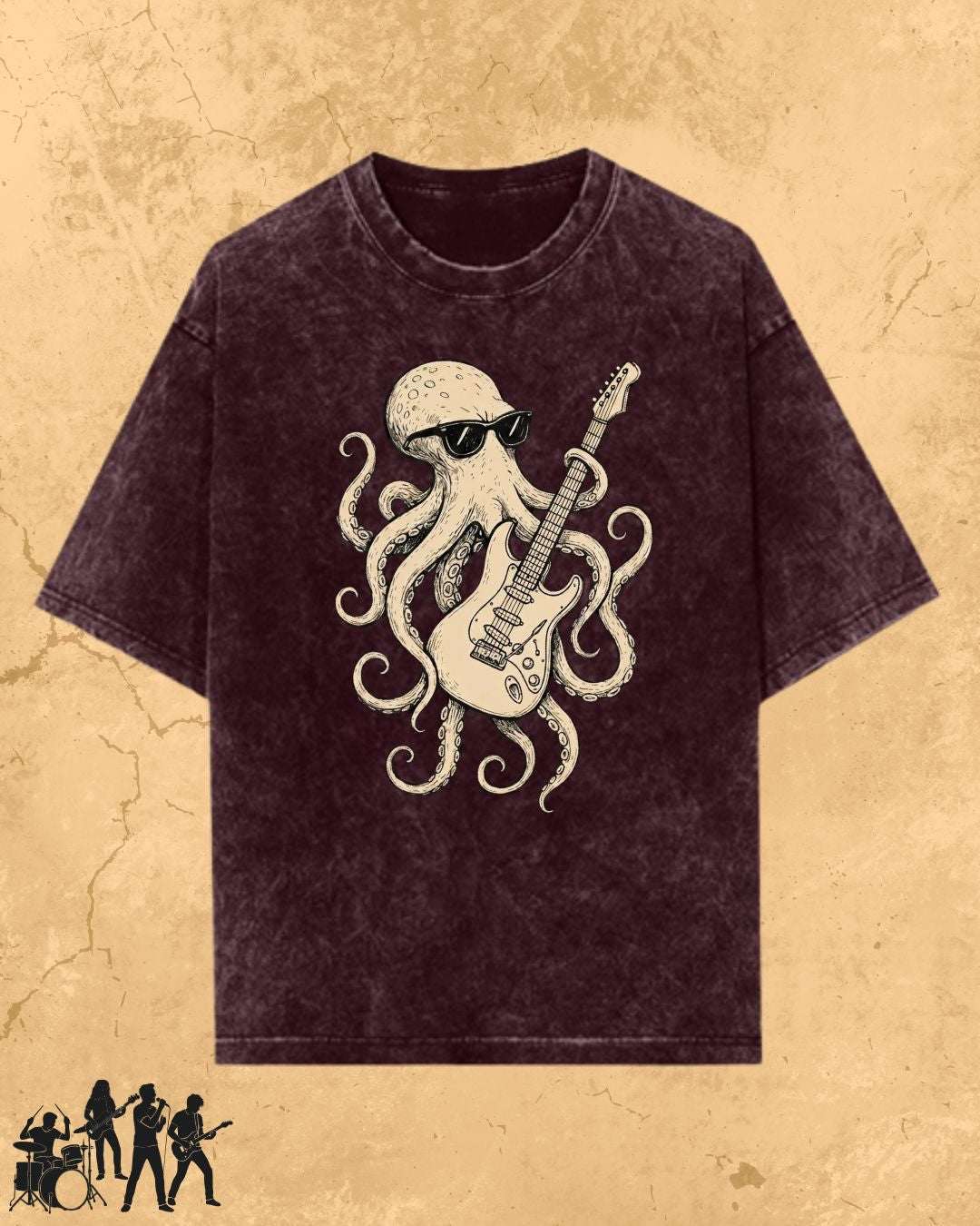 Octopus Guitar Rock Cotton Tshirt