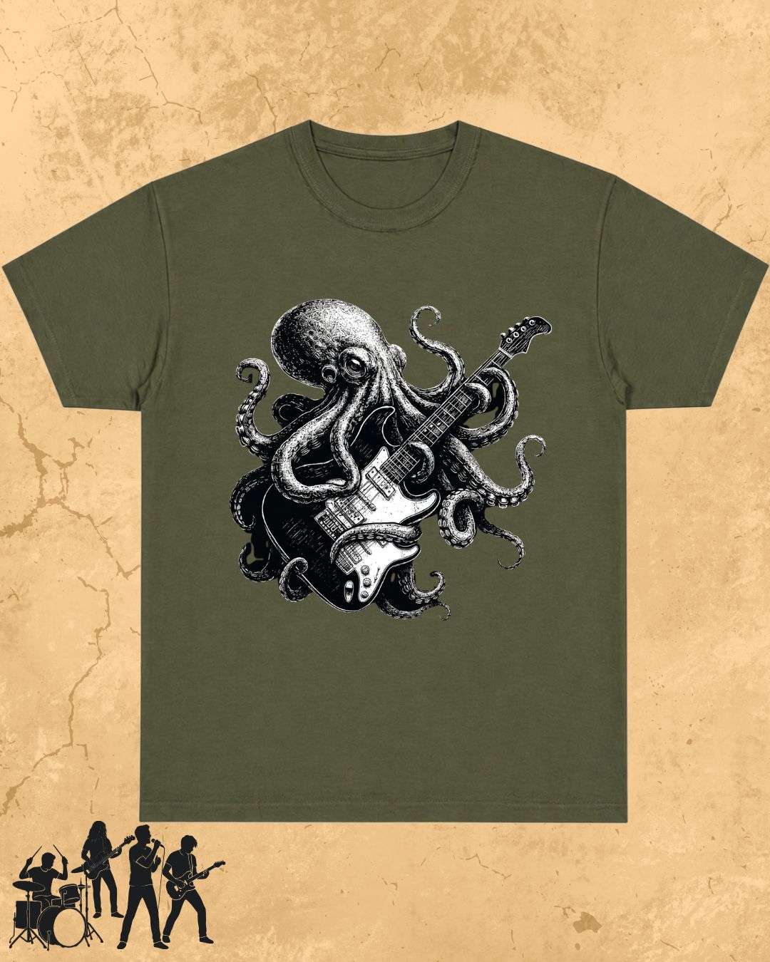 Octopus Guitar Rock Cotton Tshirt Billien LLC 