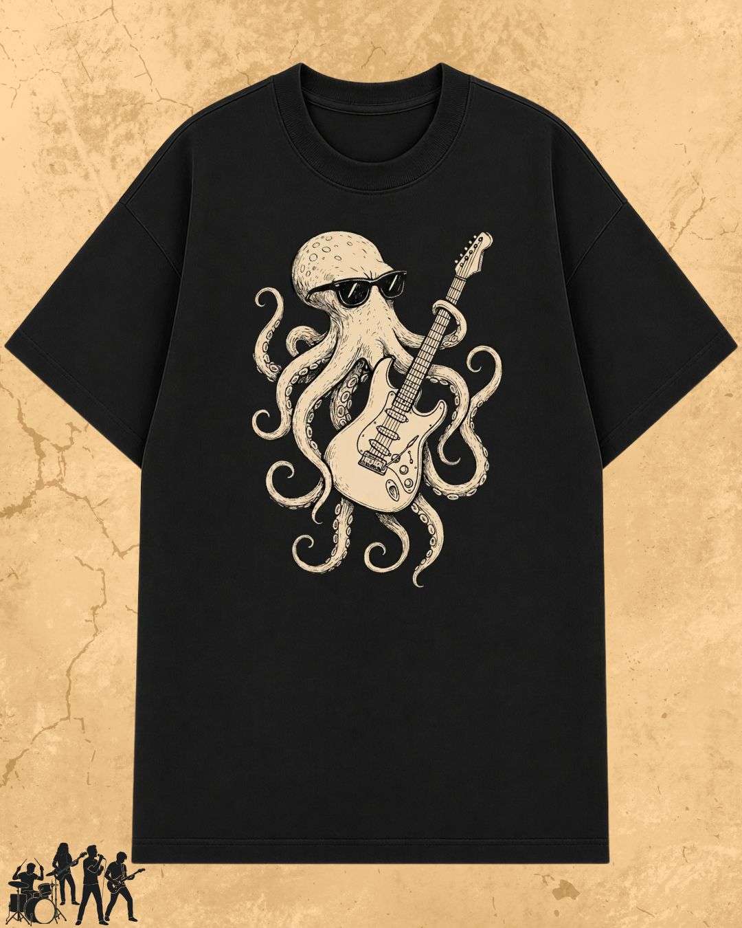Octopus Guitar Rock Cotton Tshirt Billien LLC 