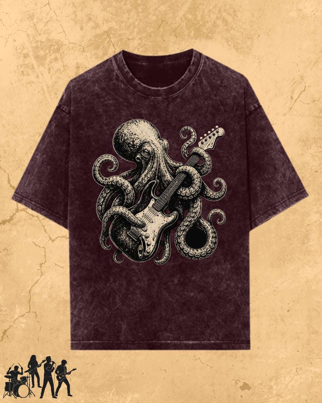 Octopus Guitar Rock Cotton Tshirt Billien LLC 