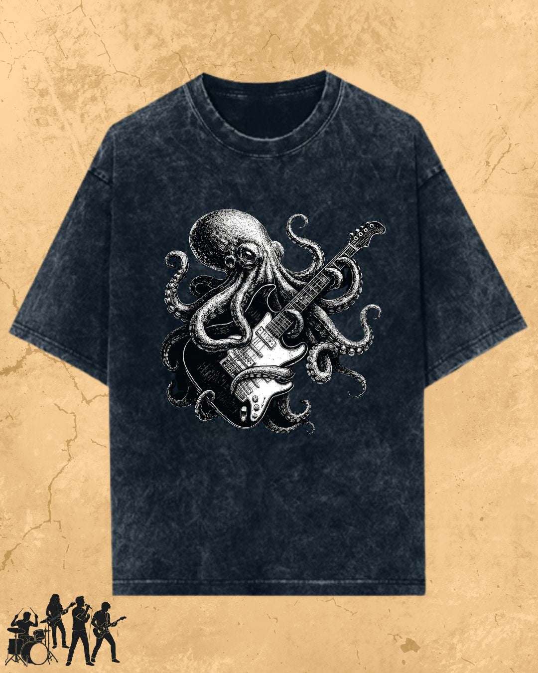 Octopus Guitar Rock Cotton Tshirt Billien LLC 