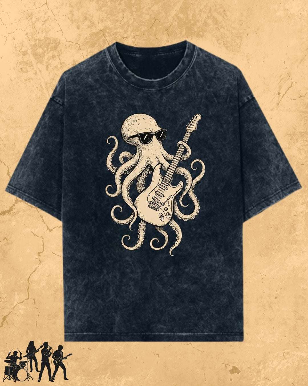 Octopus Guitar Rock Cotton Tshirt