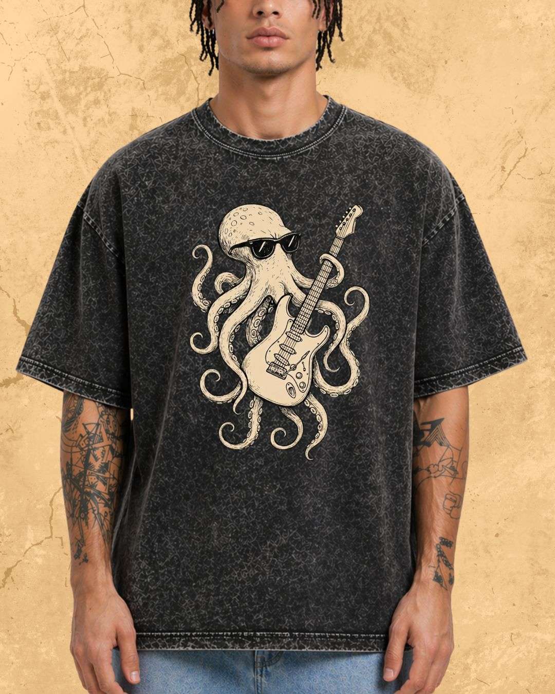Octopus Guitar Rock Cotton Tshirt Billien LLC 