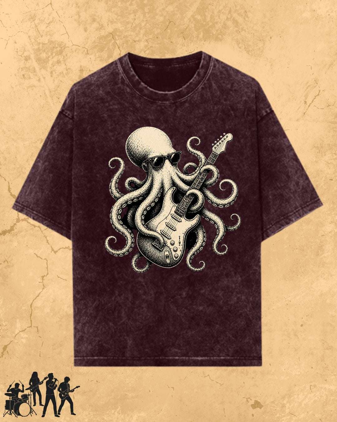 Octopus Guitar Rock Cotton Tshirt Billien LLC 