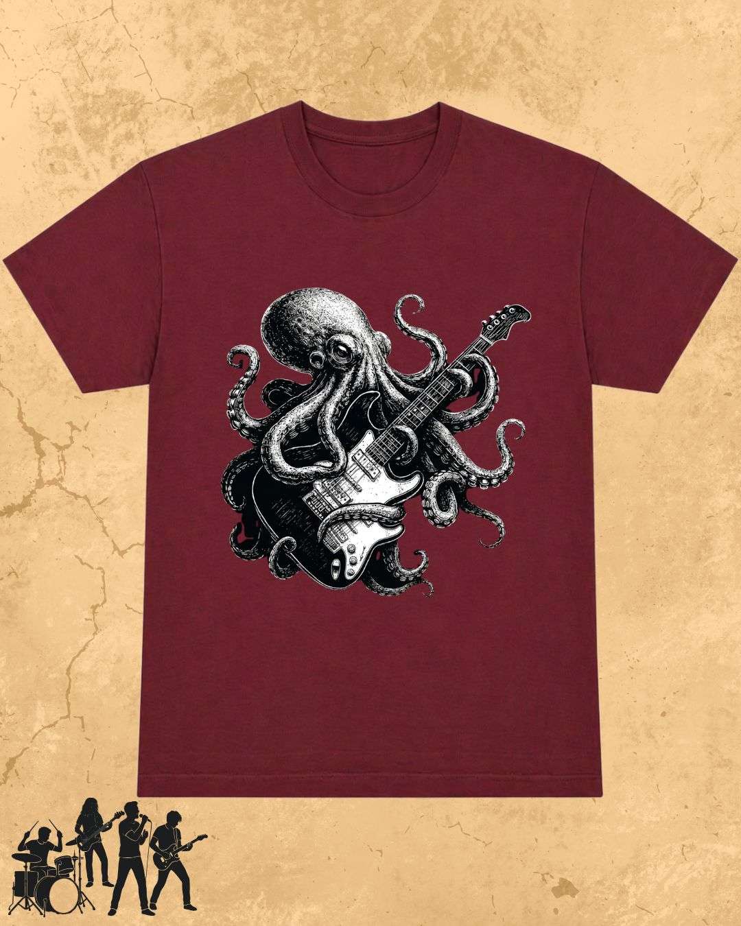 Octopus Guitar Rock Cotton Tshirt Billien LLC 