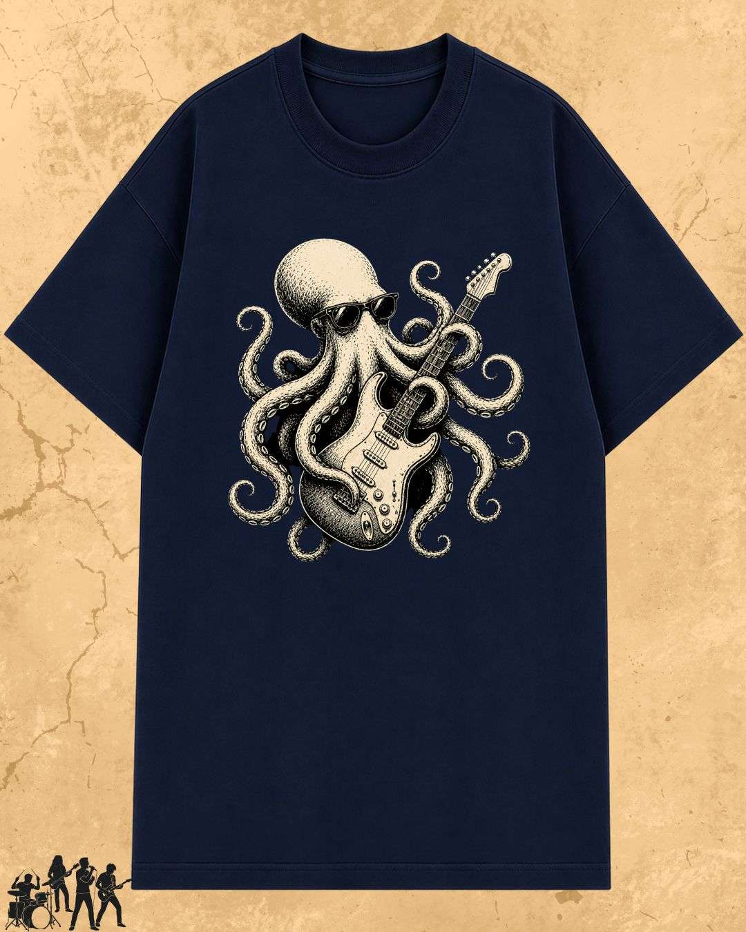 Octopus Guitar Rock Cotton Tshirt Billien LLC 