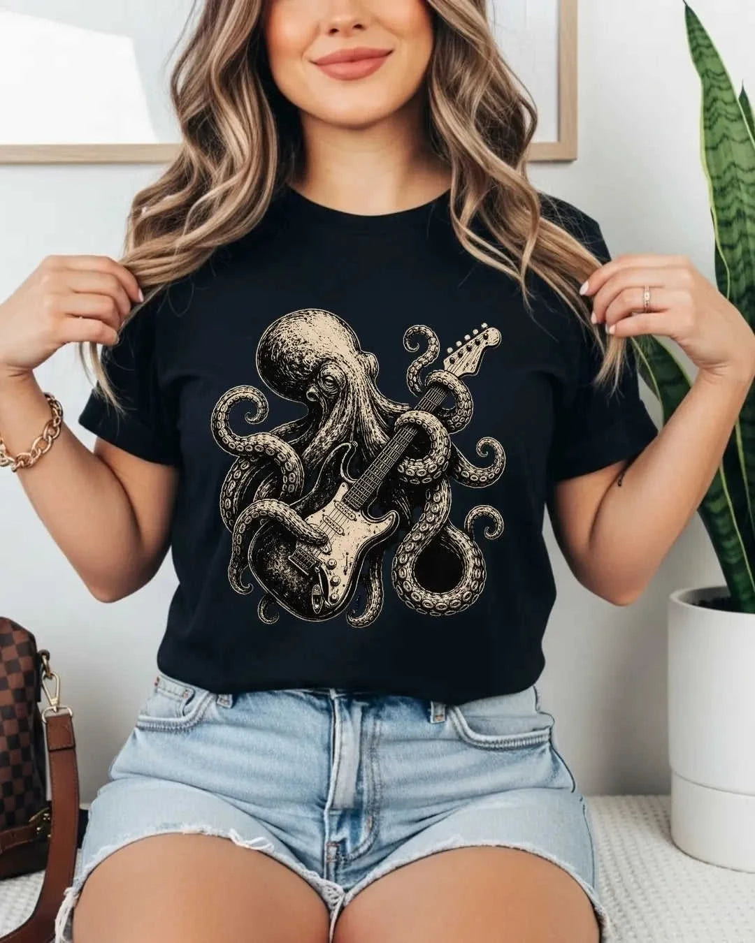 Octopus Guitar Rock Cotton Tshirt Swiftsoul