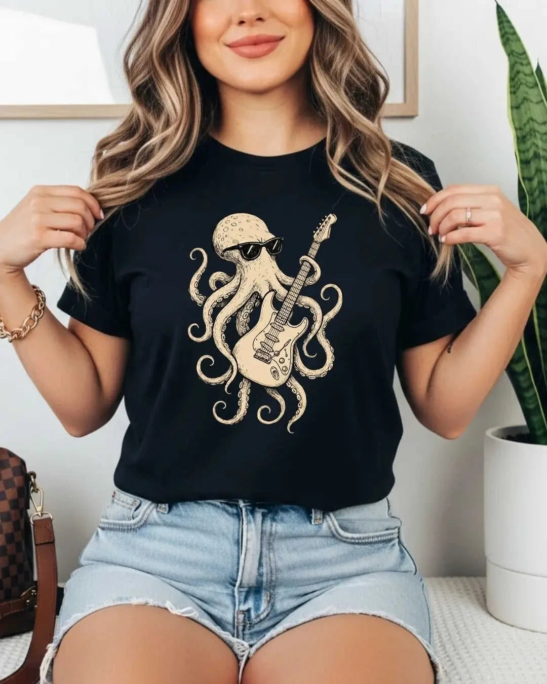Octopus Guitar Rock Cotton Tshirt Swiftsoul