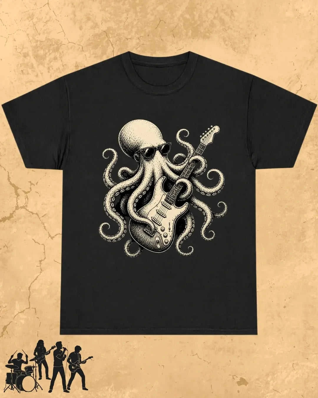 Octopus Guitar Rock Cotton Tshirt Swiftsoul