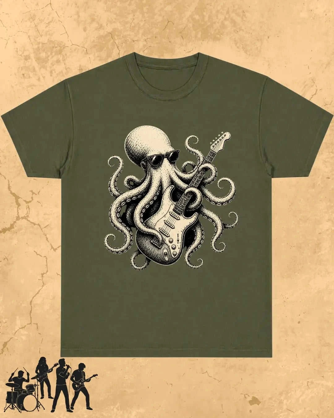 Octopus Guitar Rock Cotton Tshirt Swiftsoul