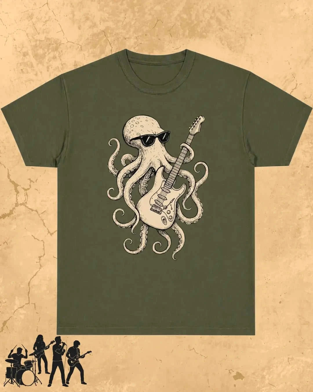 Octopus Guitar Rock Cotton Tshirt Swiftsoul